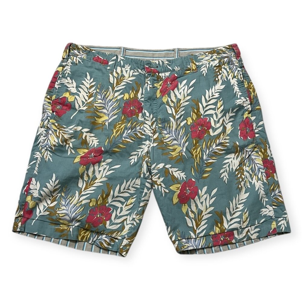 Tailor Vintage Reversible Shorts Floral Tropical Hawaiian Surf Style Summer 38"